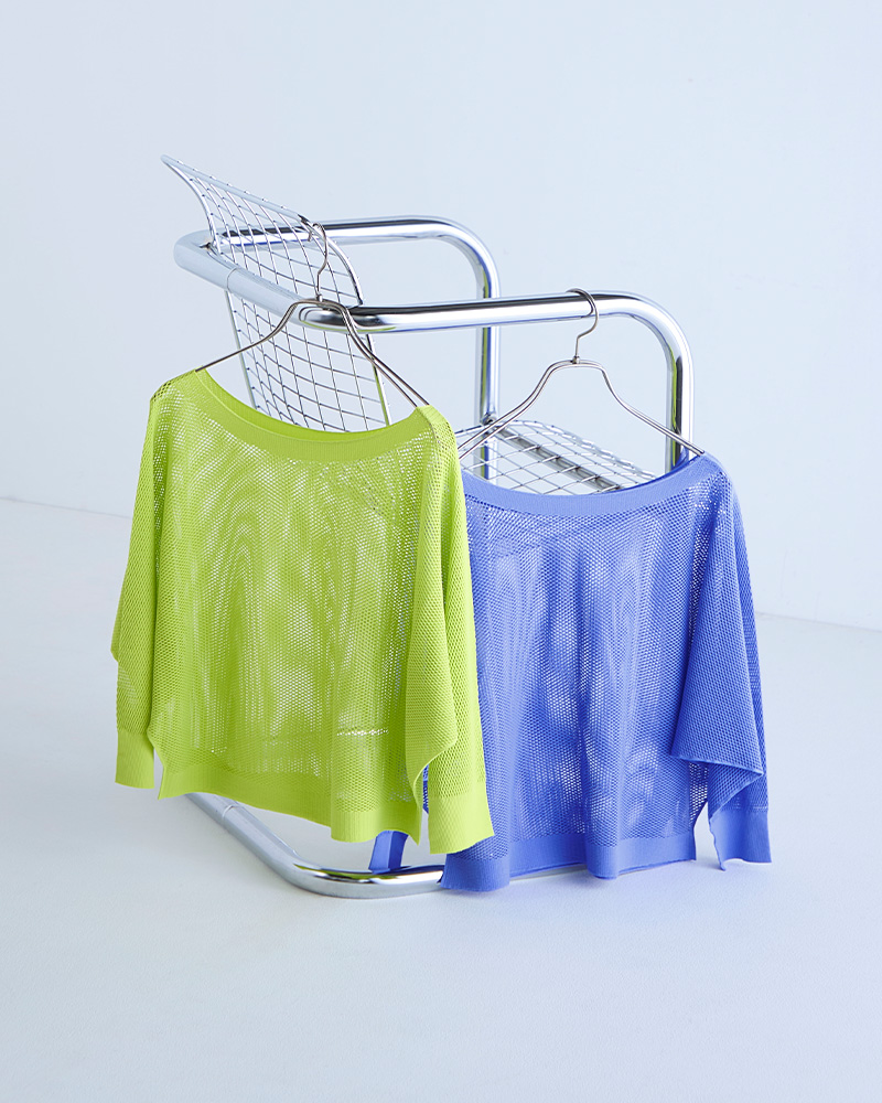 7分袖メッシュニットTシャツ