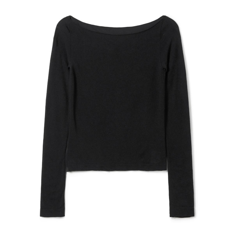 ボートネックトップ (サーモギア(R)糸使用）(ブラック-S〜M)