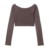 ラウンドネック・ショートトップ (サーモギア(R)糸使用）(ココアブラウン-S〜L)