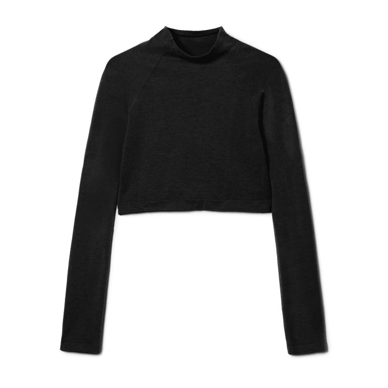 モックネック・ショートトップ (サーモギア(R)糸使用）(ブラック-S〜L)