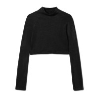 モックネック・ショートトップ (サーモギア(R)糸使用）(ブラック-S〜L)