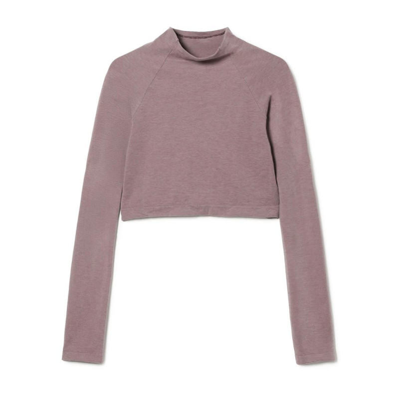 モックネック・ショートトップ (サーモギア(R)糸使用）(グレイッシュライラック-S〜L)