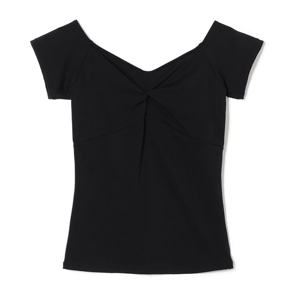 フレンチスリーブトップ(ブラック-M)