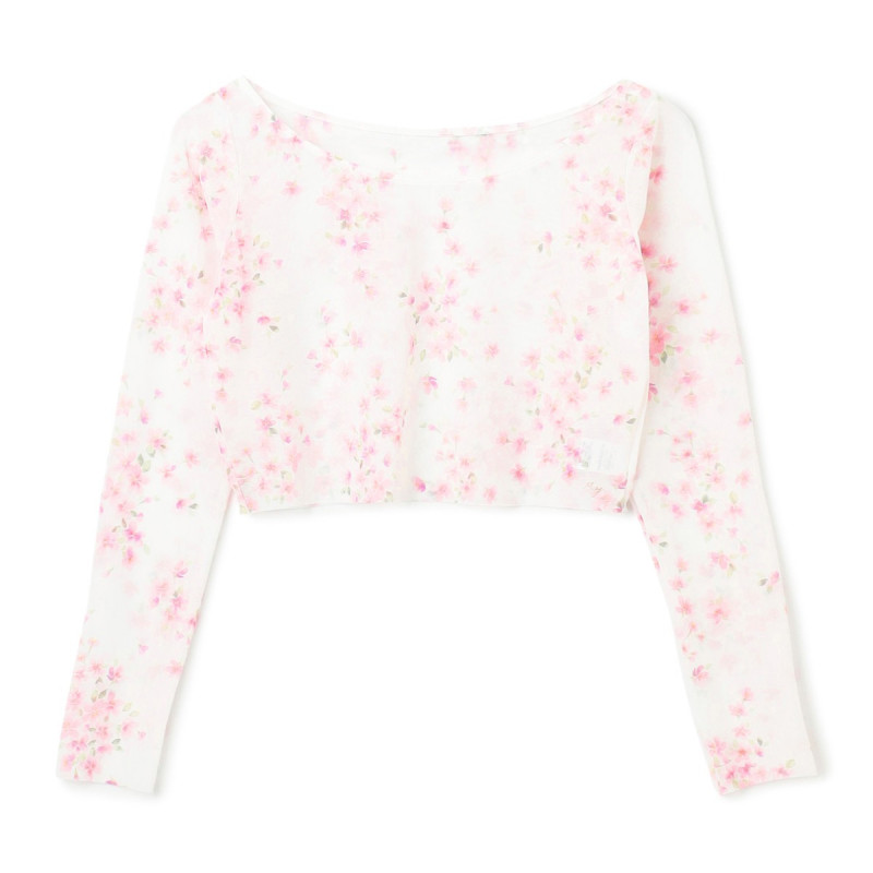 【MAY NAGAHISA】チュールトップ(ホワイトプリント-M)