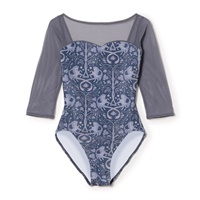 6分袖レオタード(ブルーPT-S)