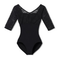 6分袖レオタード(ブラック-S)