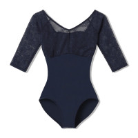 6分袖レオタード(ネイビー-S)