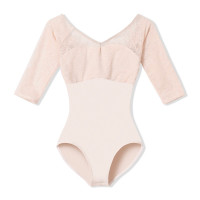6分袖レオタード(ベビーピンク-S)