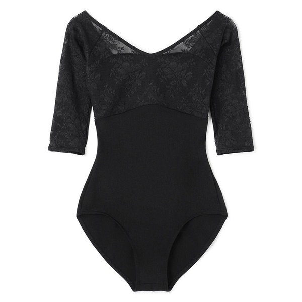 ６分袖レオタード(ブラック-S)