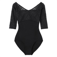 ６分袖レオタード(ブラック-S)