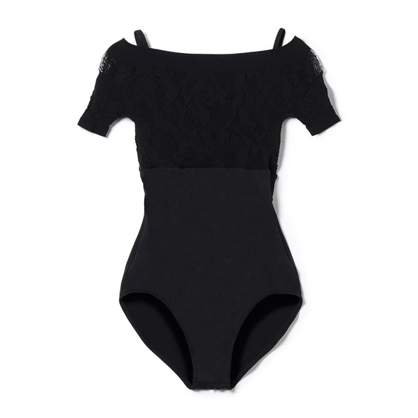 ハーフスリーブレオタード(ブラック-S)