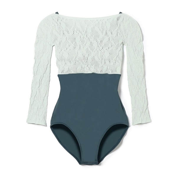 ７分袖レオタード(エメラルドグリーン-S)