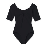 5分袖レオタード(ブラック-S)