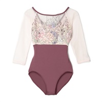 ６分袖レオタード(グレイッシュライラック-S)