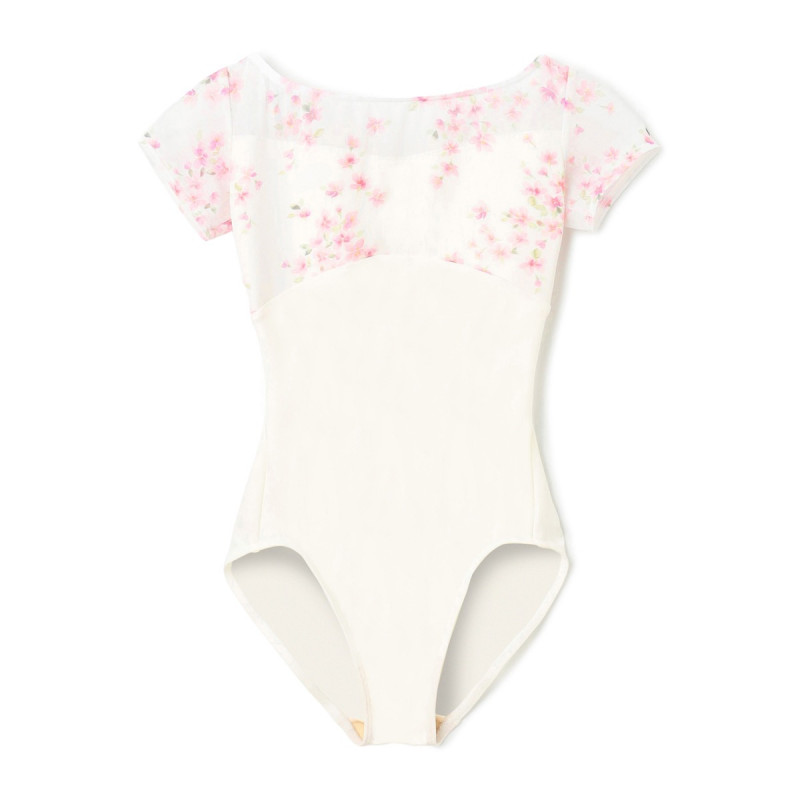 【MAY NAGAHISA】キャップスリーブレオタード(ホワイトプリント-S)