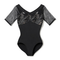 ハーフスリーブレオタード(ブラック-S)