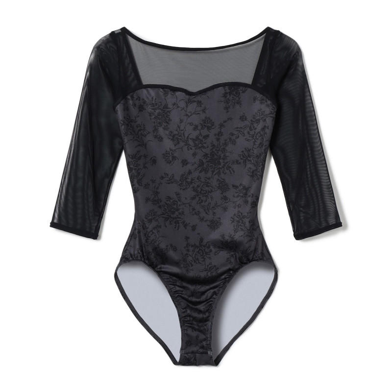 6分袖レオタード(ダークグレープリント-S)