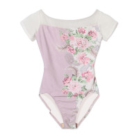 【MAY NAGAHISA】キャップスリーブレオタード(グレイッシュローズプリント-S)