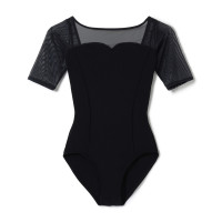 ★５分袖レオタード(ブラック-S)