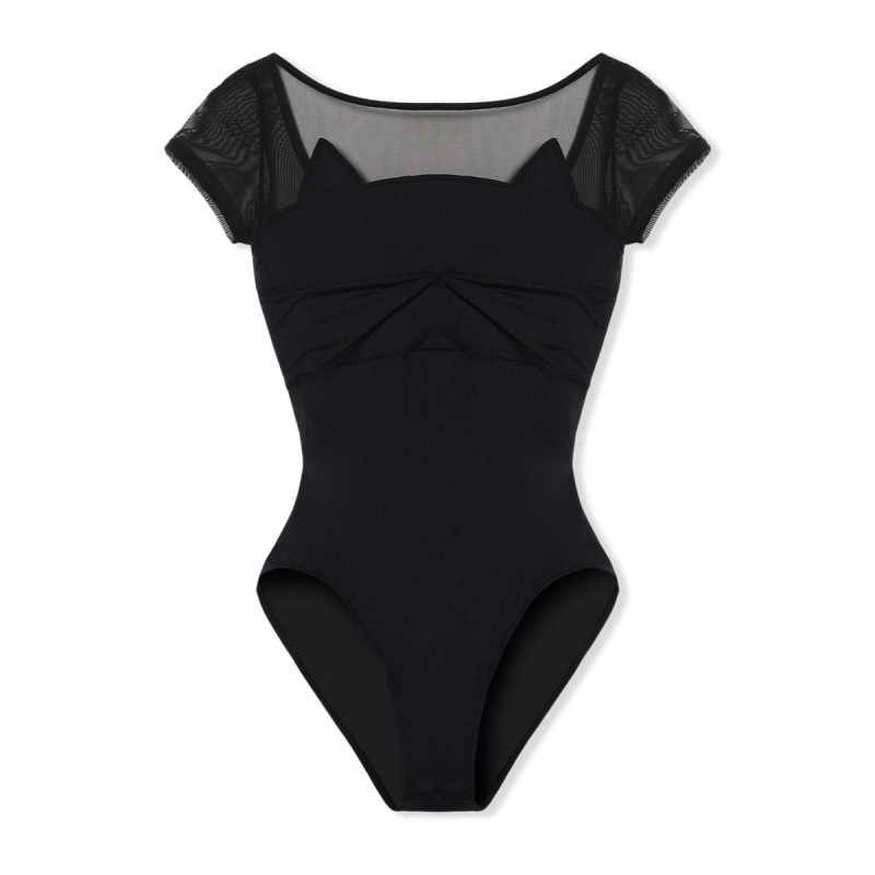 キャップスリーブレオタード(ブラック-S)