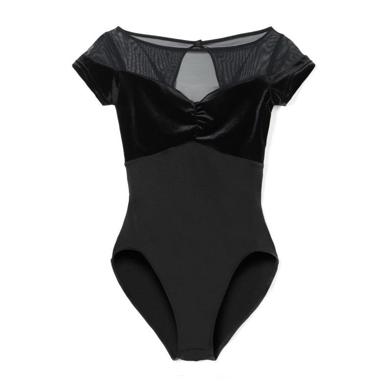 ハーフスリーブレオタード(ブラック-S)