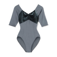 5分袖レオタード(アッシュグレー-S)