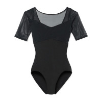 5分袖レオタード(ブラック-S)