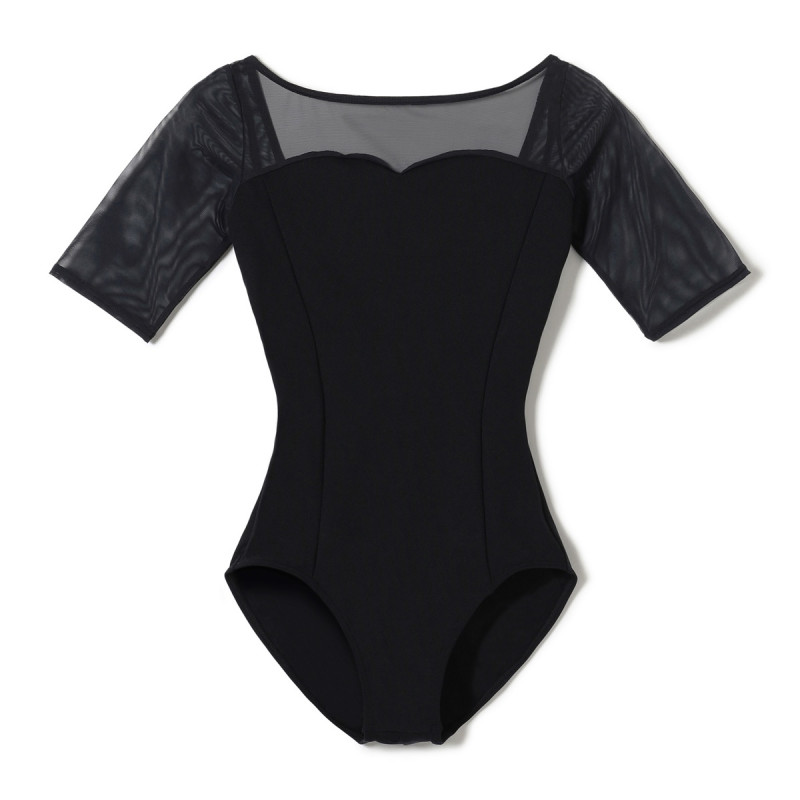 ★５分袖レオタード(ブラック-S)