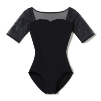 ★５分袖レオタード(ブラック-S)