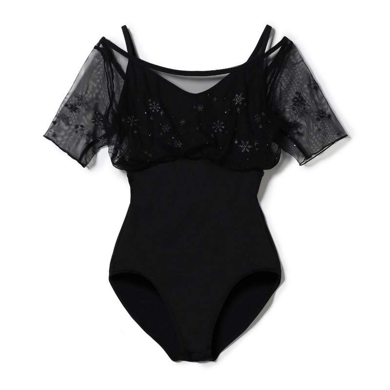 ハーフスリーブレオタード(ブラック-S)