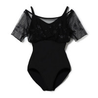 ハーフスリーブレオタード(ブラック-S)