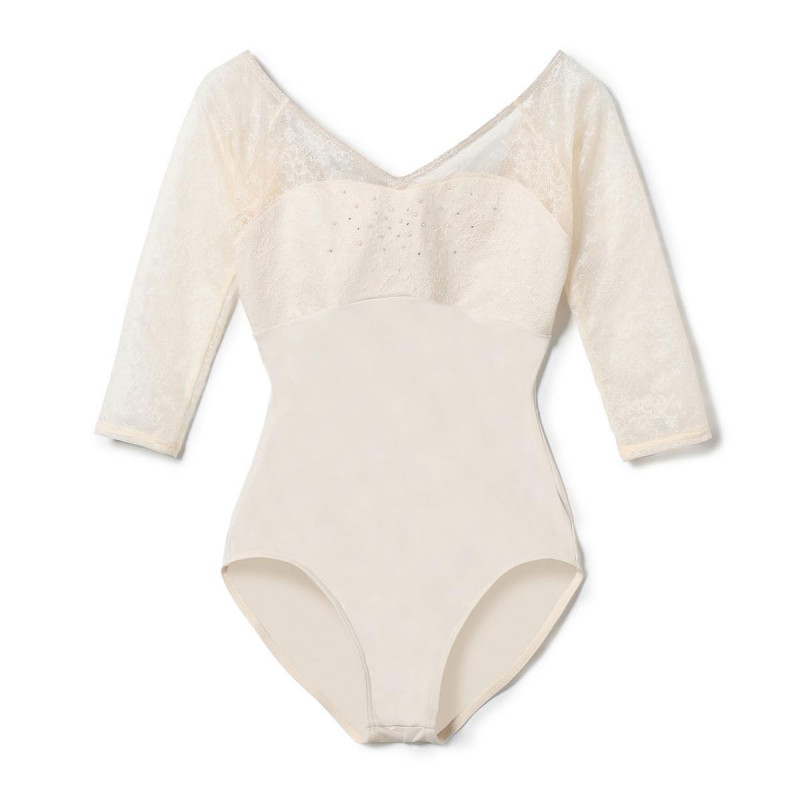 6分袖レオタード(ハニーベージュ-S)