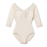 6分袖レオタード(ハニーベージュ-S)