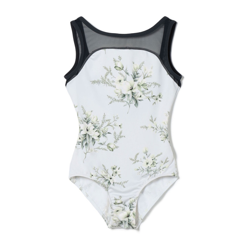 ノースリーブレオタード(グリーンプリント-130)