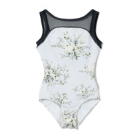 ノースリーブレオタード(グリーンプリント-130)