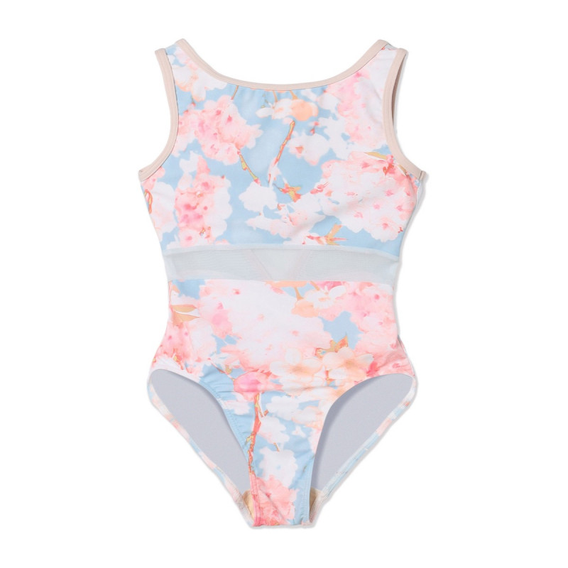 【MAY NAGAHISA】ジュニア ノースリーブレオタード(チェリーピンクプリント-130)