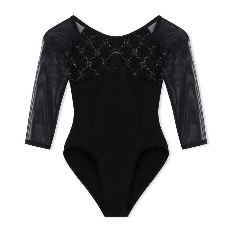 7分袖レオタード(ブラック-140)