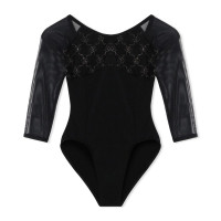 7分袖レオタード(ブラック-140)