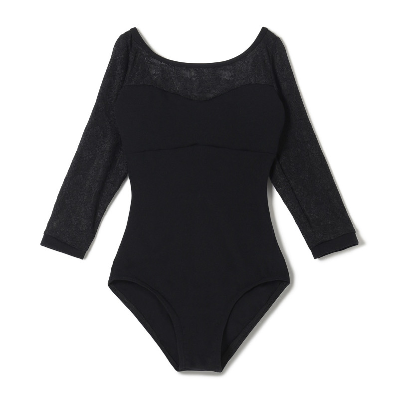 ★６分袖レオタード(ブラック-130)