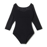 ★６分袖レオタード(ブラック-130)