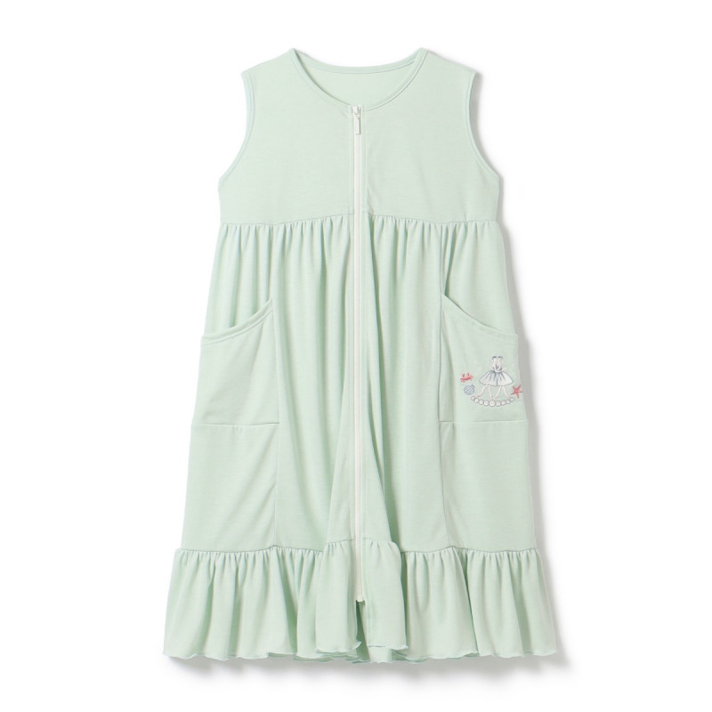 ジップアップワンピース(アクアグリーン-110)