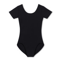 丸首半袖レオタード（スムース）(ブラック-110)