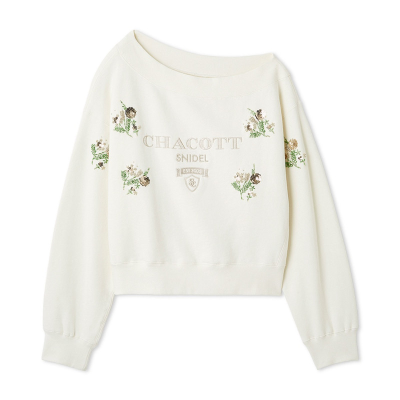 刺繍スエットプルオーバー(オフホワイト-フリー)