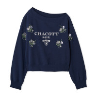 刺繍スエットプルオーバー(ネイビー-フリー)