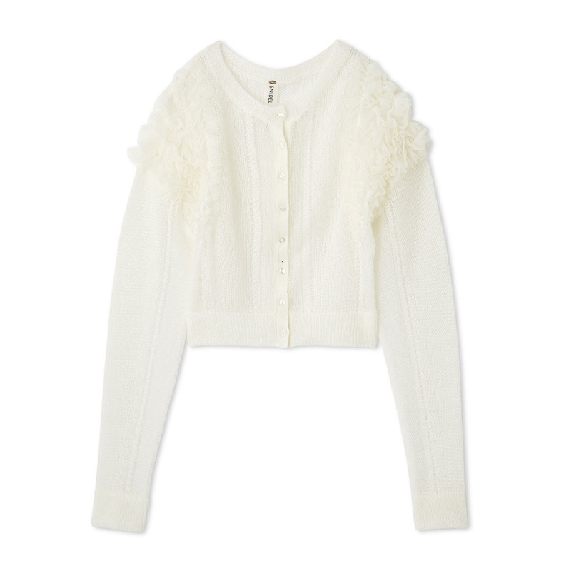 【Chacott】 チュールスリーブニットカーディガン Chacott】チュールスリーブニットカーディガン(ニット)｜トップス