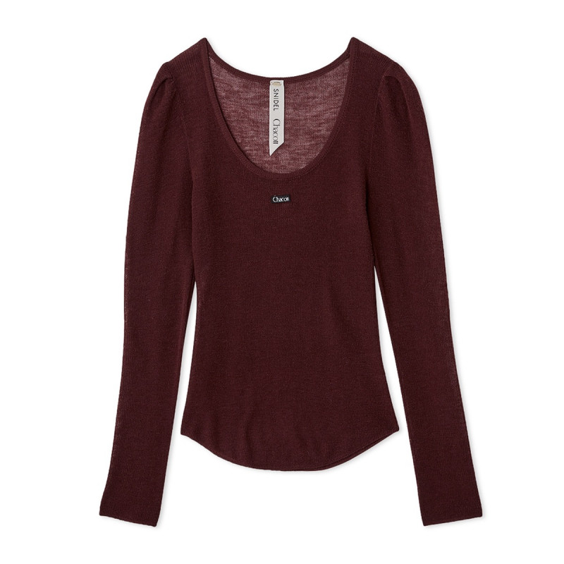 シアーリブニット(ワインレッド-フリー)