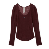 シアーリブニット(ワインレッド-フリー)