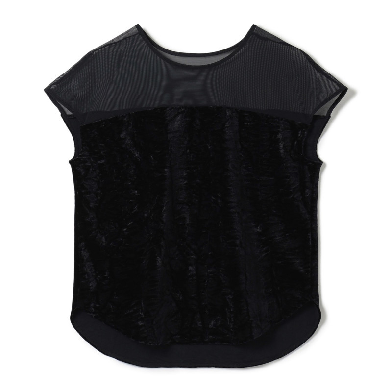 ★ｖｅｌｏｕｒ　ｔｏｐｓ(ブラック（ワッシャーベロア）-M)
