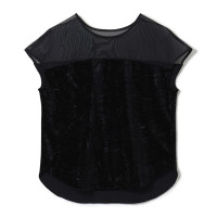 ★ｖｅｌｏｕｒ　ｔｏｐｓ(ブラック（ワッシャーベロア）-M)