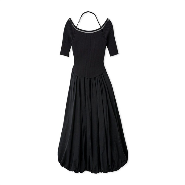 【SNIDEL】バルーンワンピース(ネイビー-S)